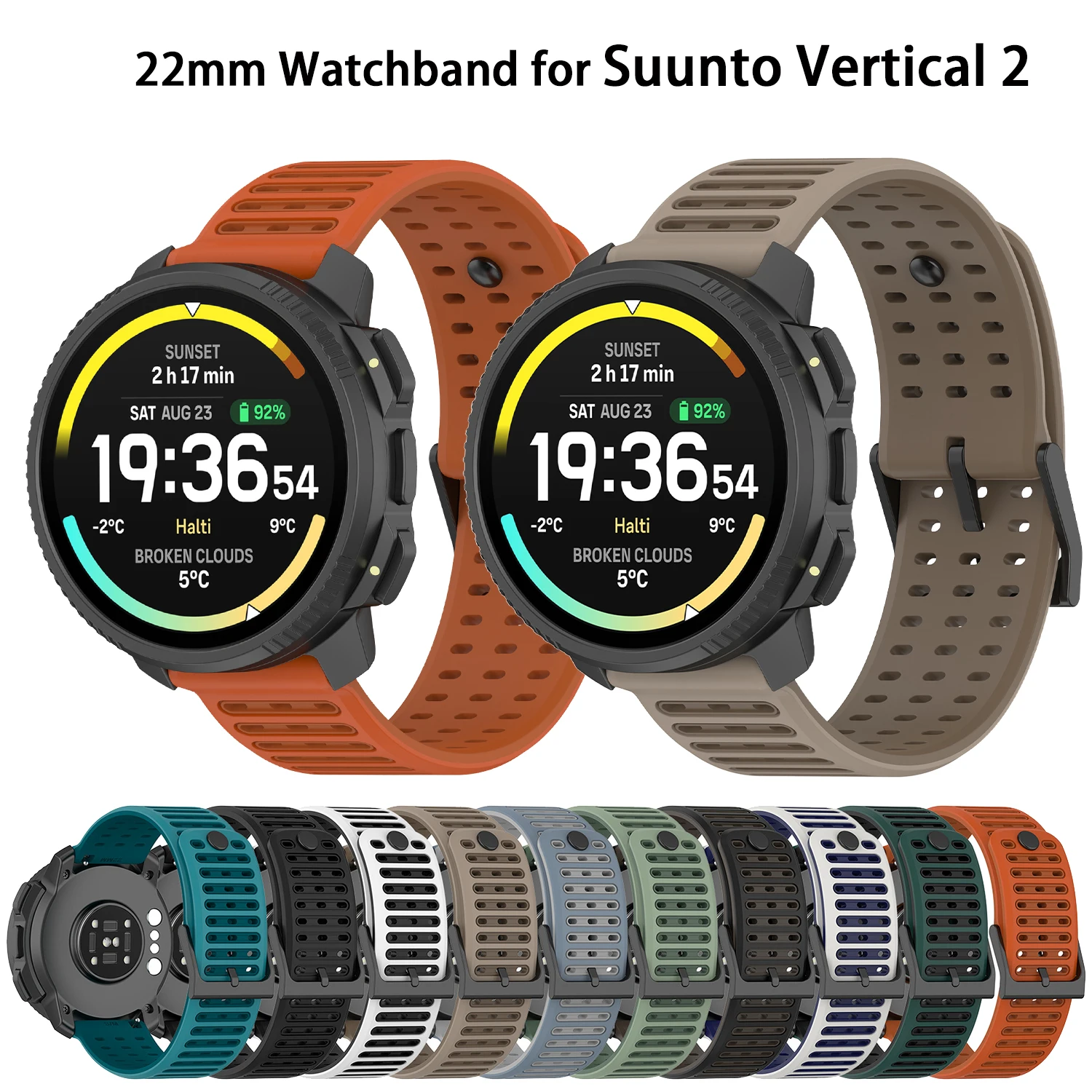 Silicone Replacement Watch Strap - 22mm Sport Band Accessory