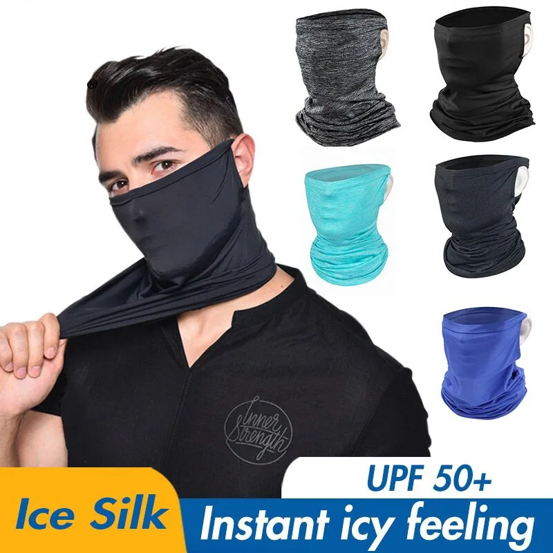 Ice Silk Nylon Half Face Mask With Ear Hole Quick-Drying Helmt  Anti Dust/UV Bandana Scarf Sports For Riding Motorcycle Fishing