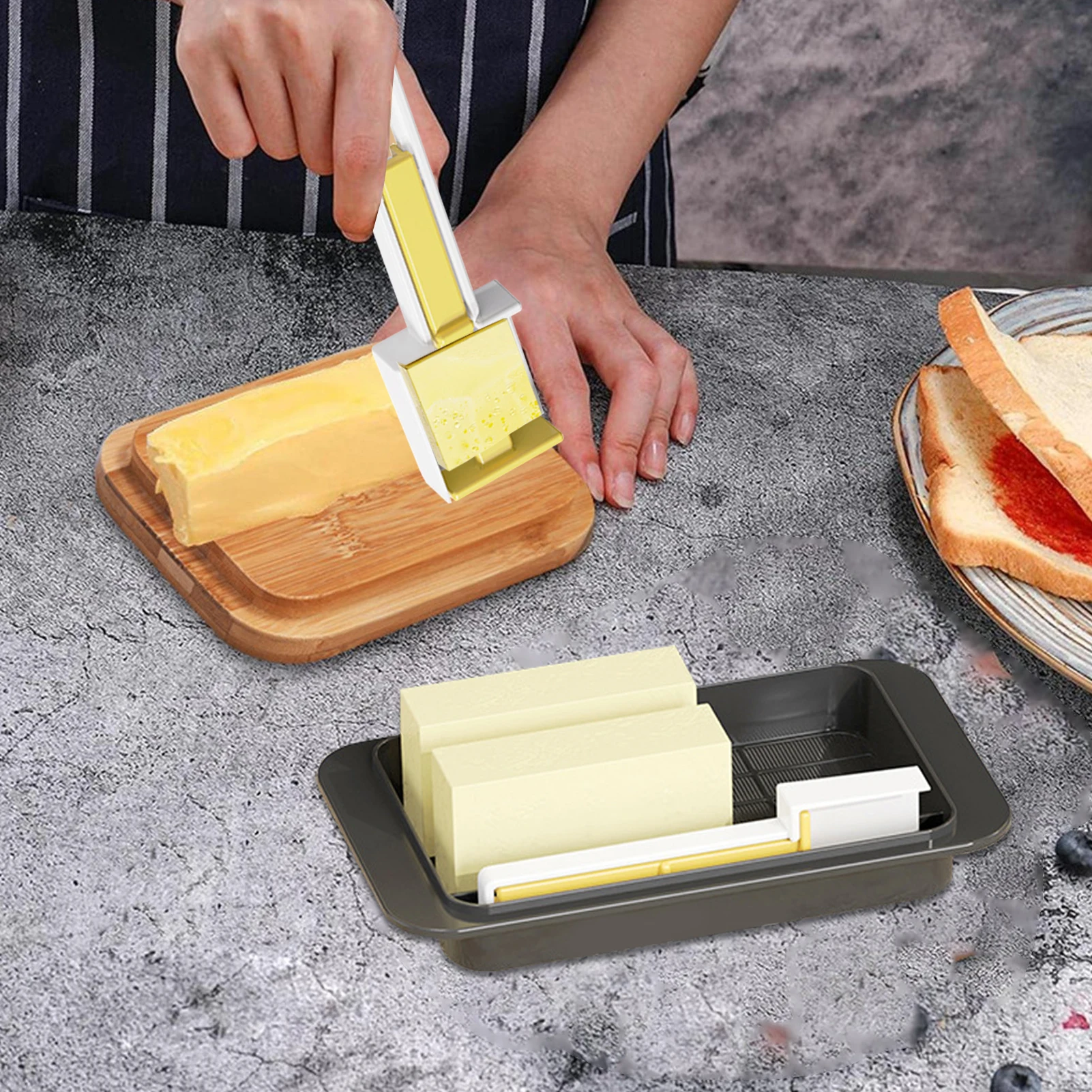 Butter Dish Countertop Covered Dish Container Easy Scoop Unbreakable Cheese Keeper Multifunctional Butter Keeper Tray For
