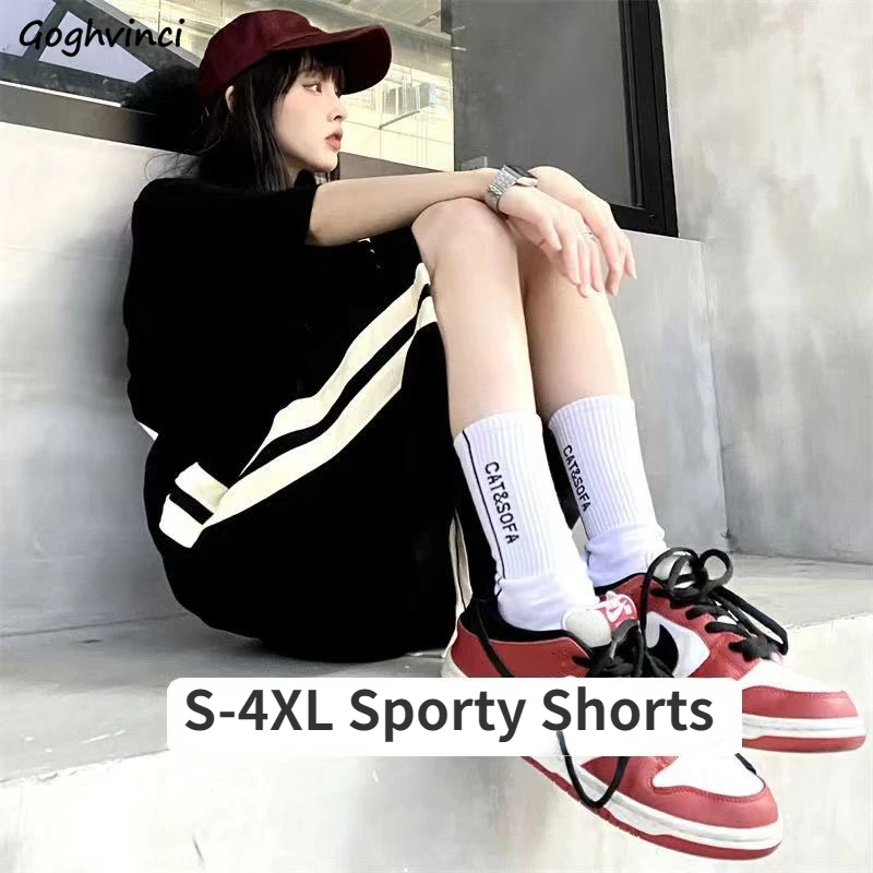 

Sporty Shorts Women Striped Leisure Baggy Fashion Wide Leg Simple Korean Style All-match Boyfriend High Waisted Summer Campus