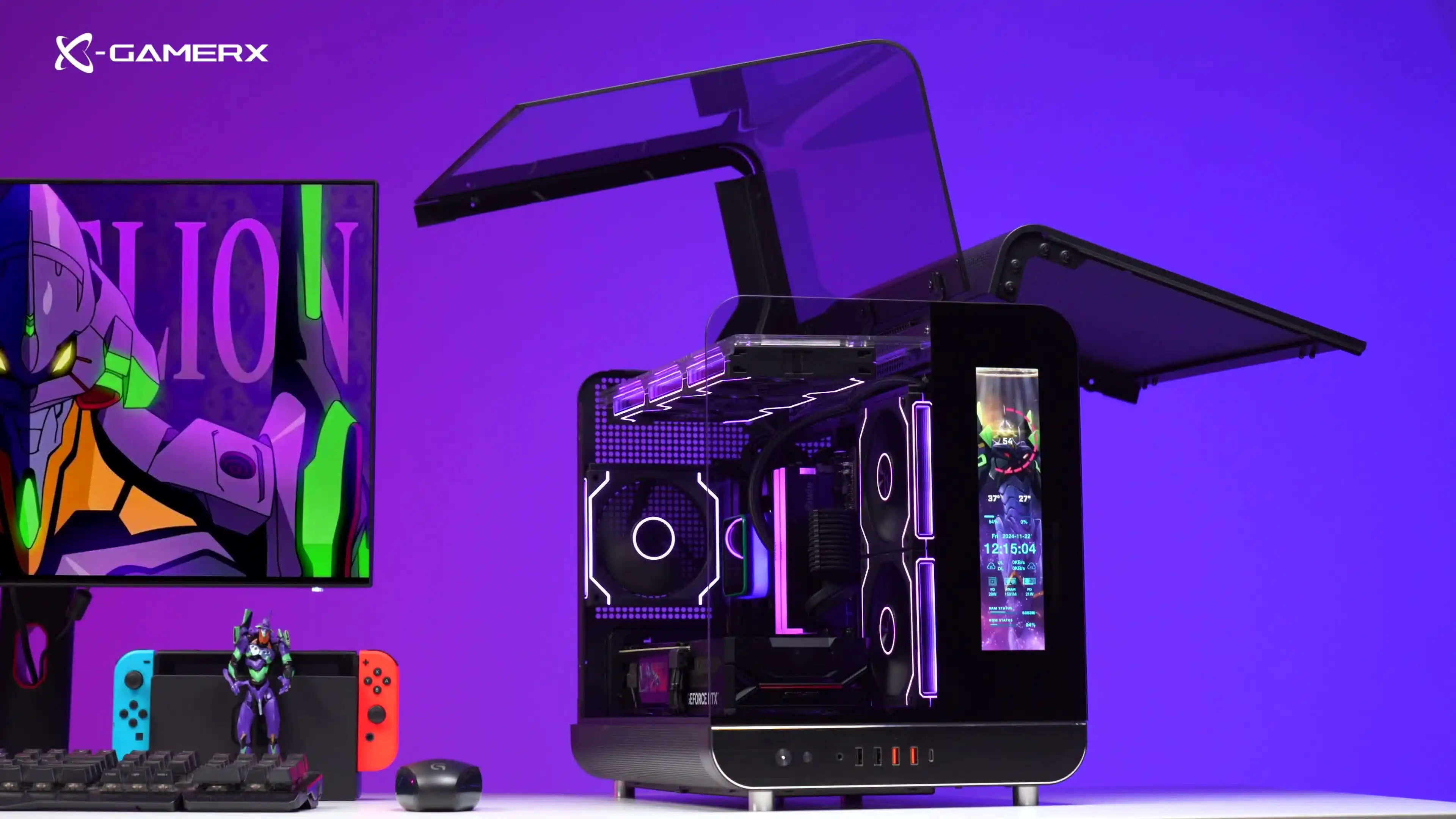 X-GAMERX Future コンピュータケース Wings LCD Edition ブラック