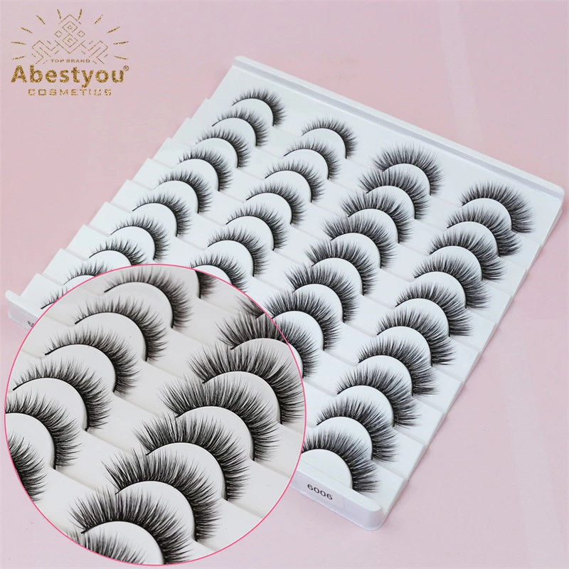 

Abestyou 20 пар 3D Wispy пушистые объемные натуральные короткие ресницы 9-11 Длина шелковые матовые черные норковые отдельные ресницы поставщики