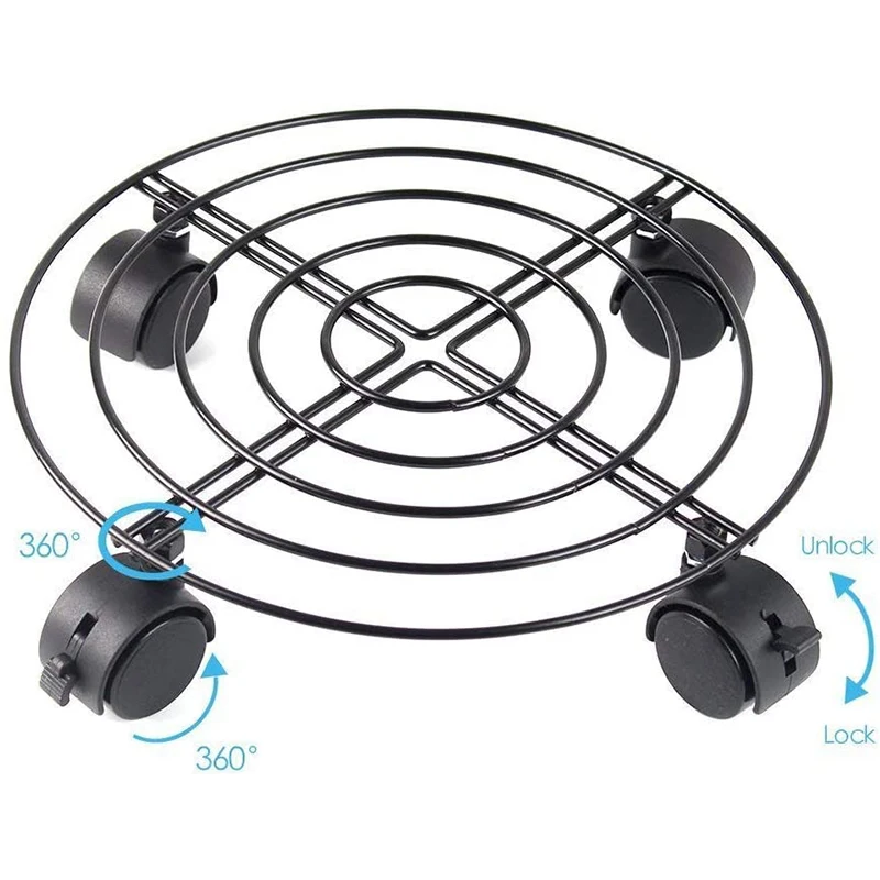Metal flower and plant pot holder trolley cart on wheels garden and home indoor outdoor tools
