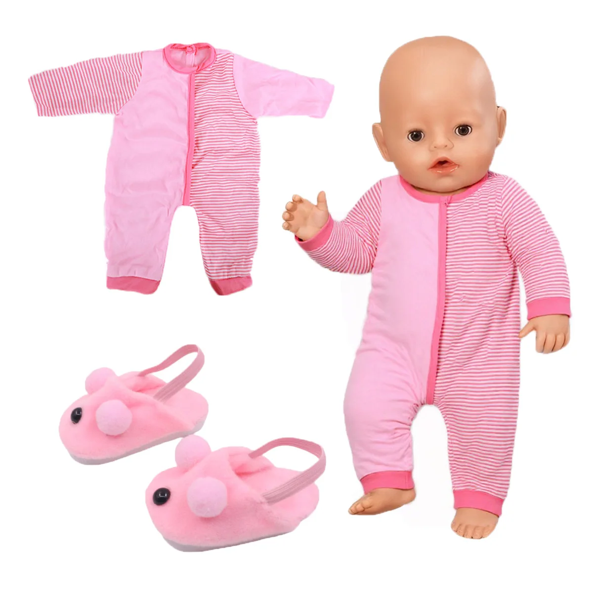 Puppenpyjamas und Schuhe für 18 Zoll (43 cm) American Girl Puppen, Baby-Puppenkleidung, Zubehör, Our Generation 42 cm, Nenuco – Detail 8