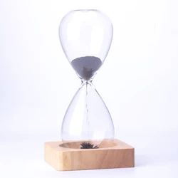 Elegant Magnetic Hourglass with Black Funnel for Home and Office Décor (BLACK)