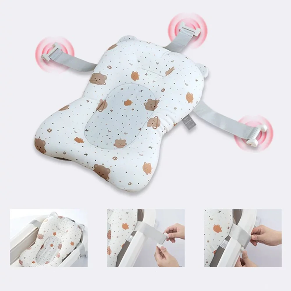 Baby Shower Non-Slip Newborn Bath Cushion Mat - Safety, Comfort, and Foldable Support Pillow