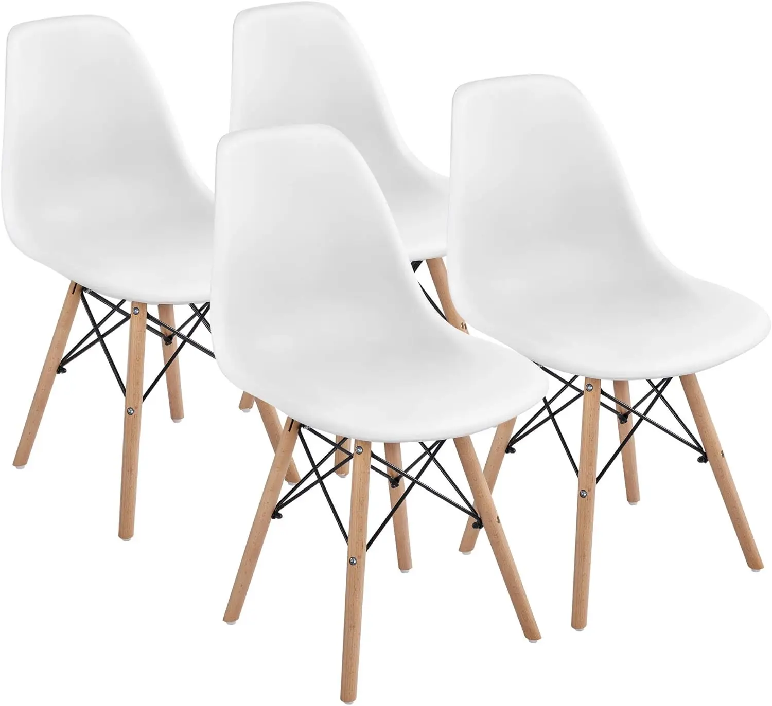

Chairs Modern Side Shell Eiffel DSW Chairs with Beech Wood Legs and Metal Wires for Dining Room Living Room Bedroom Kitchen
