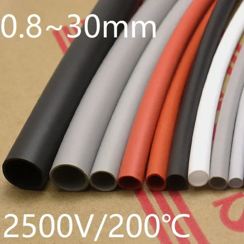 0.8~30mm Diameter Silicone Heat Shrink Tube Flexible Cable Sleeve Insulated 2500V High Temperature Soft DIY Wire Wrap Protector heat shrink tubing heat shrink tube