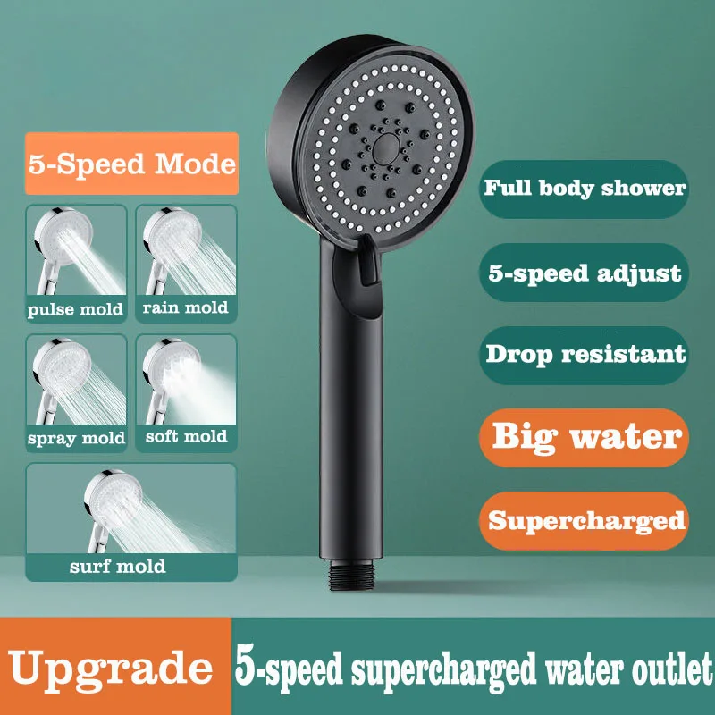 

5 Modes Water Saving Shower Bathroom Head Handheld Shower Head Set High Pressure Adjustable Spray Nozzle Bathroom Accessories