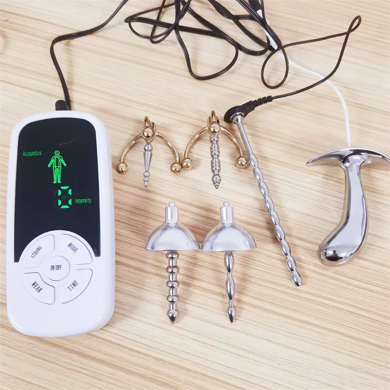 6 Modes Electric Shock Metal Penis Plug Urethral Dilator Sounding Anal Bead Massage Adult Games Sex Toys for Men Masturbation
