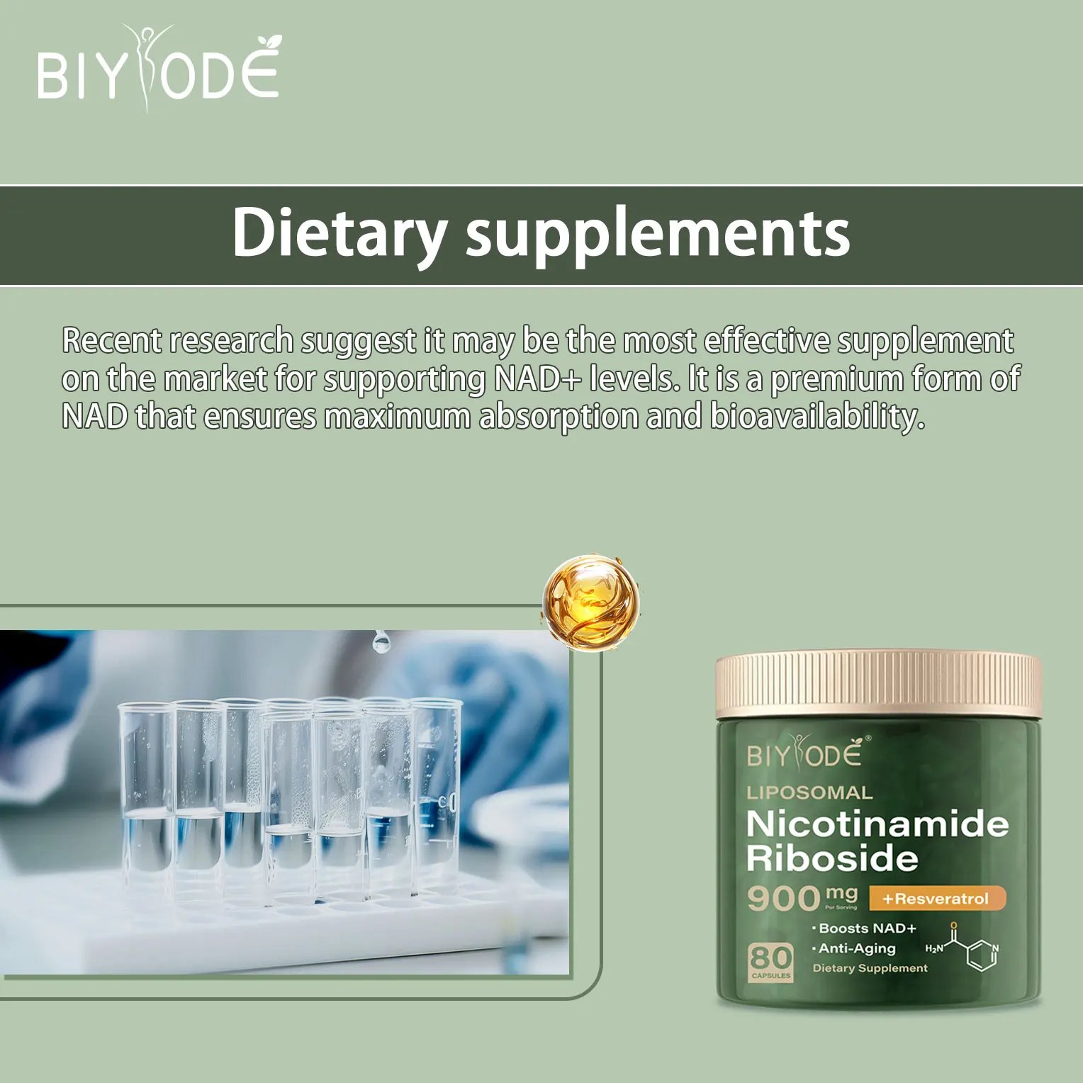 NAD+ Supplement Capsule-Liposomal Nicotinamide Riboside Resveratrol Quercetin for Anti-Aging Energy Focus nad+ supplement capsules