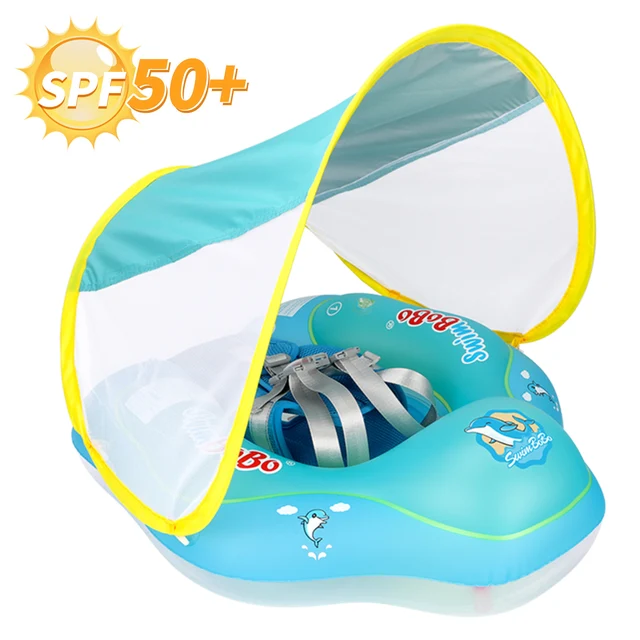 Swimbobo New Upgrade Baby Swimming Pool Float With Canopy Inflatable Infant Floating Ring Kids Swim Circle Bathing Summer Toys 1