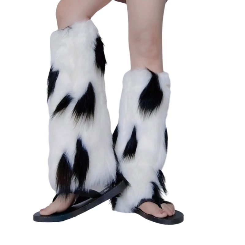 

Womens Furry Party Costume Sexy Y2K Faux Furs Fuzzy Long Shoes Cuffs Cover Leg Warmers/Boot Sleeves/Boot Covers