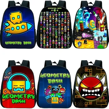 Angry Geometry Dash Kindergarten Backpacks Boys Girls Rucksack Anime Small Bookbag Kids Cartoon School Bags Children Backpack 1