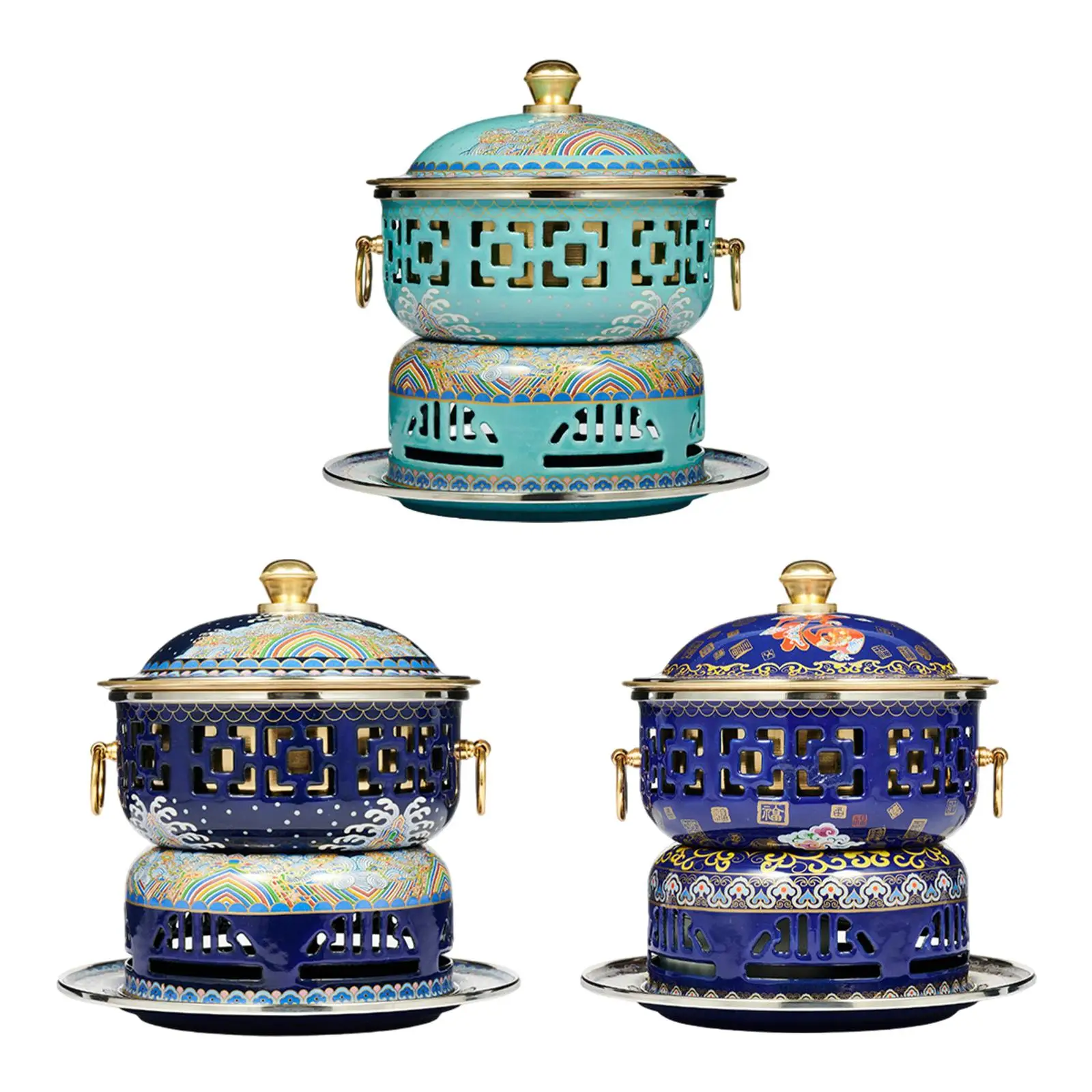 Shabu Pot Buffet Hot Stew Pot Practical Cloisonne Hot Pot Camping Cooker Alcohol Shabu Pot Buffet Hot Stew Pot Practical Cloisonne Hot Pot Camping Cooker Alcohol