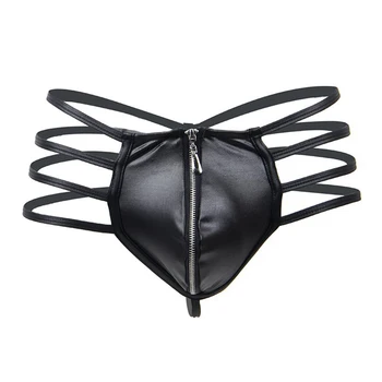 Male Men Thong Underwear Sexy Straps Waist Faux Leather G Strings Jockstrap Lingerie Plus Size T-back Buttocks