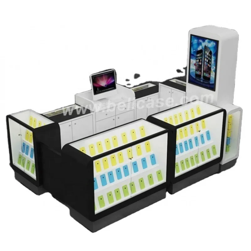 custom，Showcase for cell phone accessory display mall kiosk for phone repair modern phone kiosk