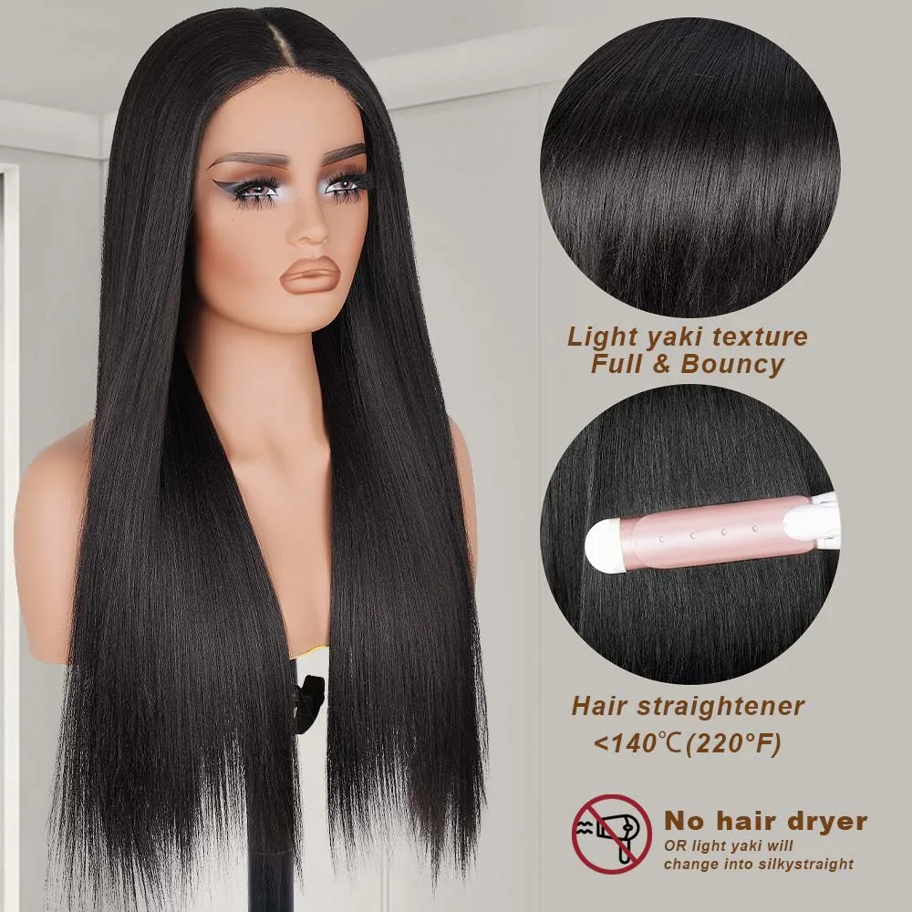 Synthetic straight lace front wig easy to wear glueless pre plucked pre cut upgraded no glue HD lace front wig for women lace front wig