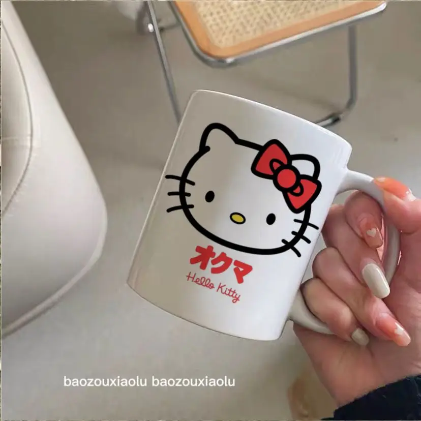 

Kawaii Sanrio Hello Kitty Ceramic Mug Cartoon Anime Girls Student Cute Ins Style Coffee Cup Resist Heat Milk Cup Birthday Gift