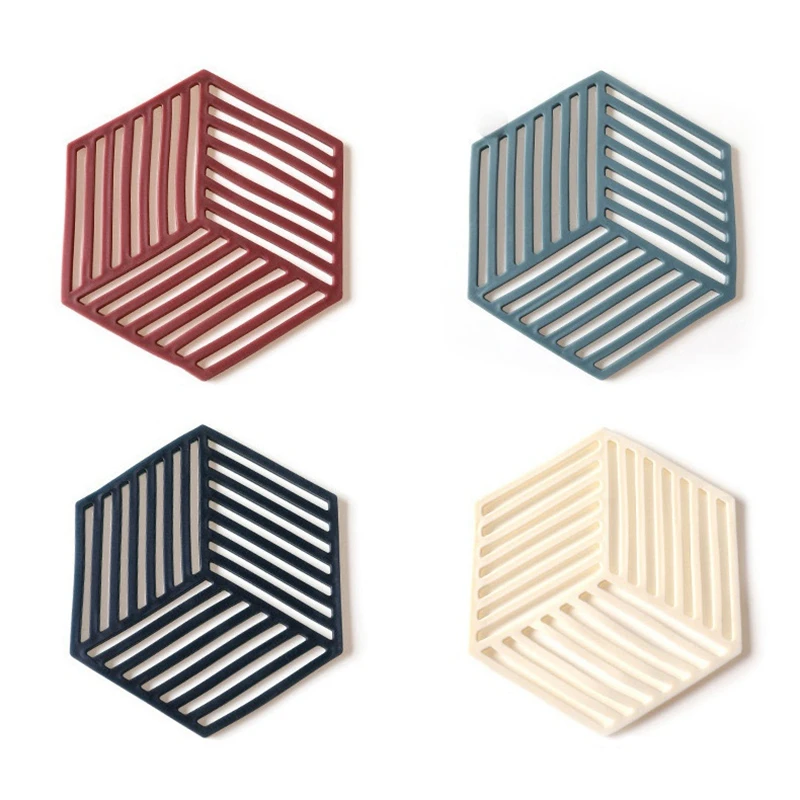 

HOT SALE Placemats Bowl Mats Coasters Heat Insulation Pads Anti-Scald Mats Kitchen Decoration Accessories Polygonal Coasters 4Pc