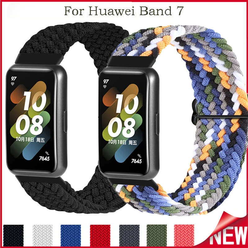 

Braided solo loop For Huawei watch band 7 Strap Adjustable Elastic Sports Wristband pulseira replacement Huawei Band 7 Bracelet