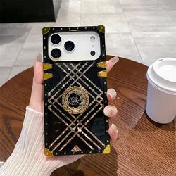 Elegant Flower Gold Plating Diamond Ring Stand Glitter Case - Geometric Shockproof Cover - iPhone 15 Pro (XinGeHei)