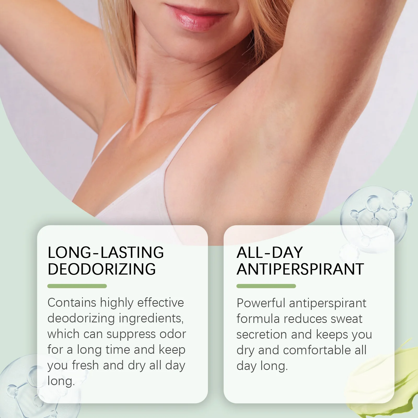 Wiyun Crema deodorante per il corpo all'olio di cocco Aroma duraturo Ridurre l'odore cattivo Rinfrescare le ascelle Cura della pelle Ascelle Sudore Crema per la rimozione degli odori 5