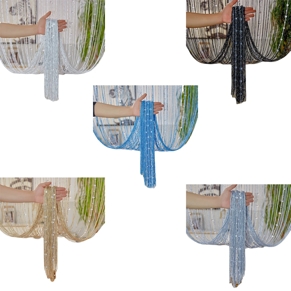 Crystal Bead Curtain - Elegant Beaded String Door Curtain with Shiny Tassels