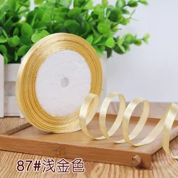Luxurious Silk Satin Ribbon - 25 Yards of 1/4'' Single Face for Elegant Decor & Crafting (Light gold)