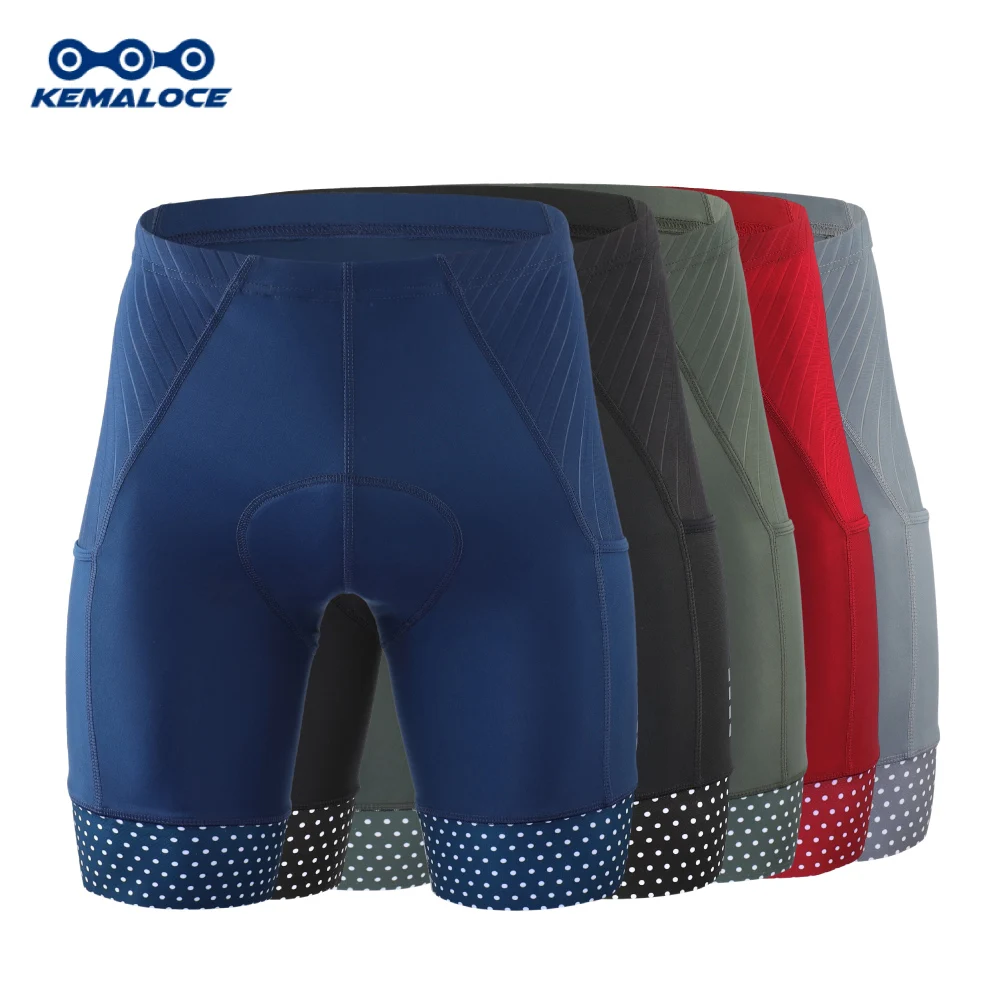 KEMALOCE Men's Cycling Shorts 5D Gel Padded Bicycle Riding Pants With Side Pockets Shockproof MTB Bike Shorts Tights