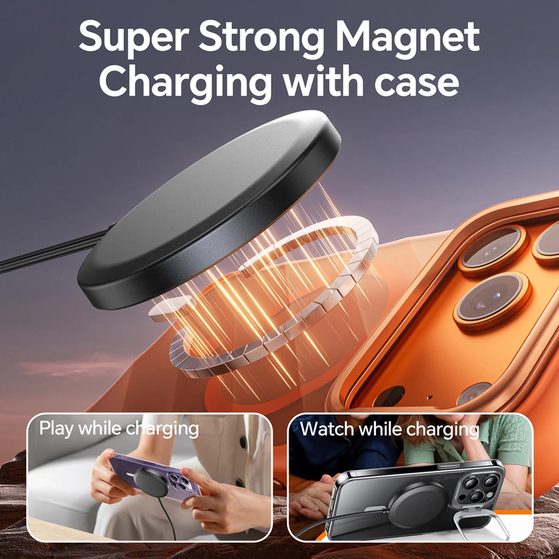 25W Magnetic Wireless Portable Phone Charger with Fast Charging Capability