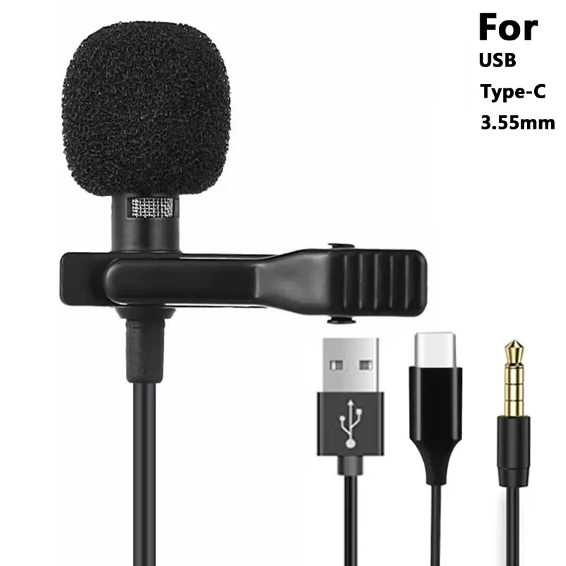 Mini microfono lavalier portatile da 3,5 mm per PC portatile Tipo C Microfono clip-on da bavero per smartphone Micro microfono professionale USB - Image 6