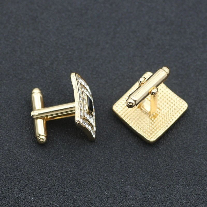 Gemelli Da Uomo Quadrati Classici In Ottone Placcato Oro - 16x16mm, Per Camicia E Smoking, Gemelli Laser Di Lusso, Regalo Per Sposo E Testimone - 4
