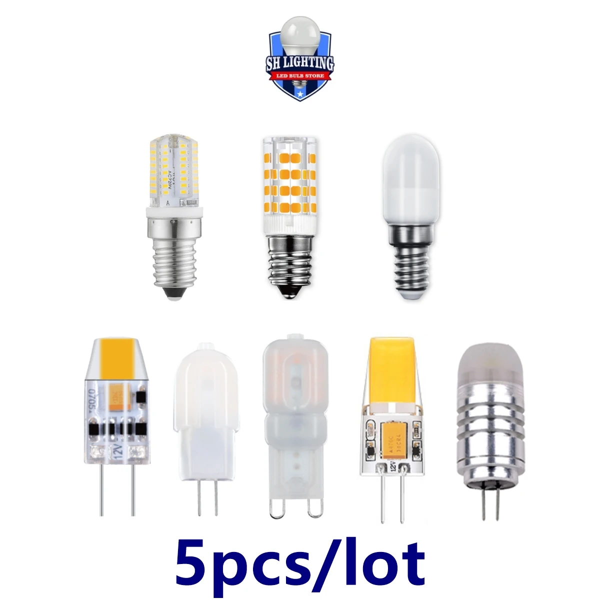 5PCS Factory direct LED Mini light bulb Corn lamp E14 G4 G9 AC/DC12V AC220V super bright warm white light for crystal chandelier