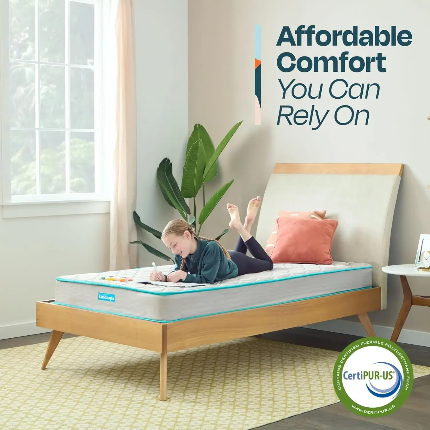 6 Inch Mattress Firm Feel Bonnell Spring with Foam Layer  Mattress in a Box Youth or Kids Bed Guest Bedroom Durable a 4