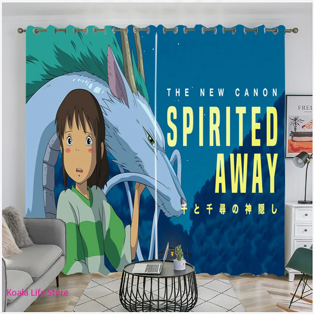 

Anime Spirited Away Ready-Made Curtains 3D Printed Cartoon Window Drapes For Kids Child Home Textile Curtains For Living Room