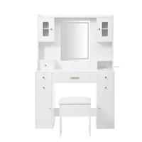 KOMHTOM Large dressing table with adjustable LED lighting and sockets
