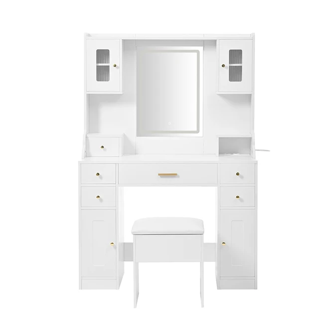 KOMHTOM Large dressing table with adjustable LED lighting and sockets KOMHTOM Large dressing table with adjustable LED lighting and sockets
