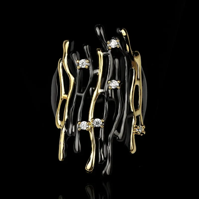 Creative Women's Ring Two-color Geometric Hollow Ring Irregular Branch Shape Jewelry Fashion Party Gift Sterling Silver 925
