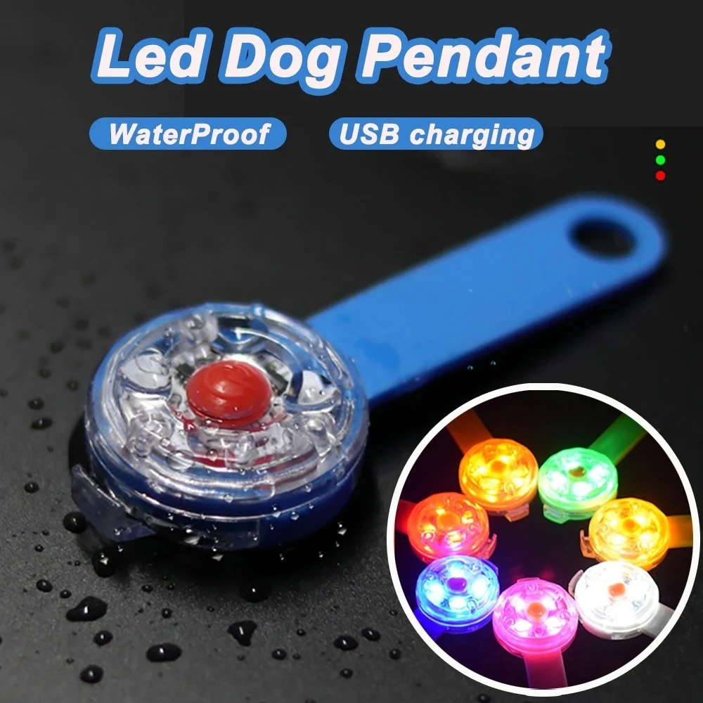 LED Pet Dog Cat Collar Pendant Night Safety Cat Luminous Light IPX7 Waterproof Flashing Harness with Light For Dog Accessories
