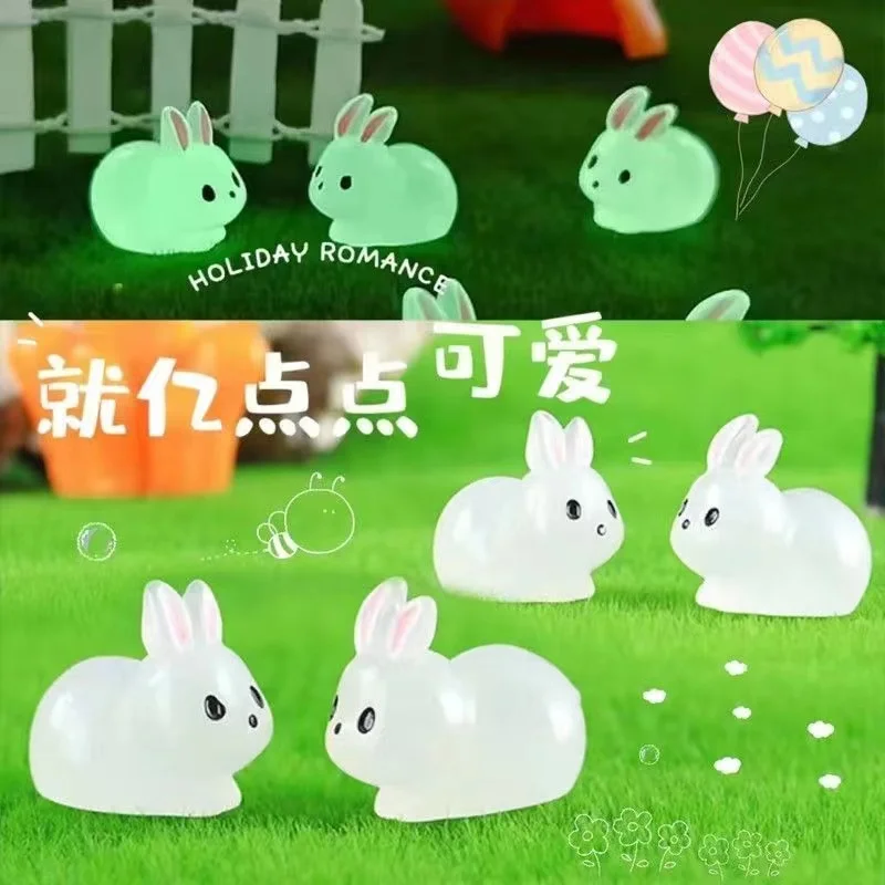 60 Mini Animali Luminosi In Resina: Set Di Statuette Che Si Illuminano Al Buio - Conigli, Anatre, Cani Per Giardino Delle Fate E Acquario