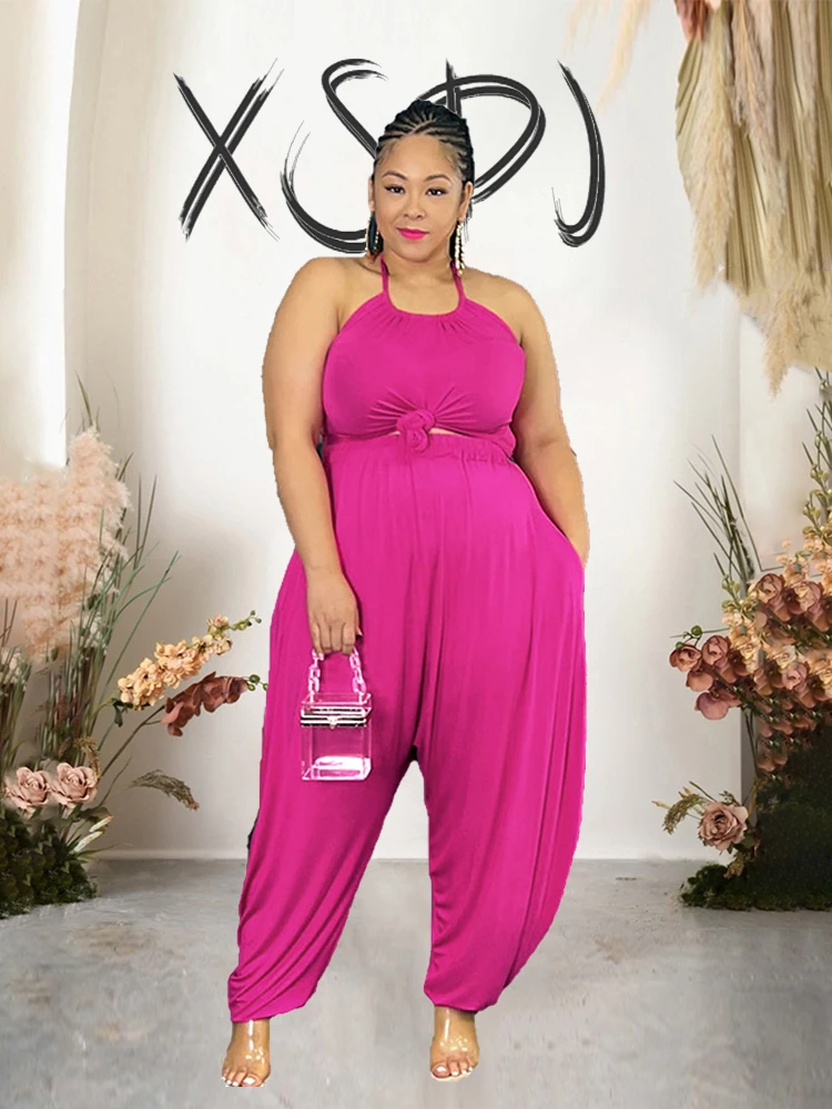 

2 piece sets women outfit halter top and loose pants plus size ladies Summer suit backless sexy set wholesale dropshipping
