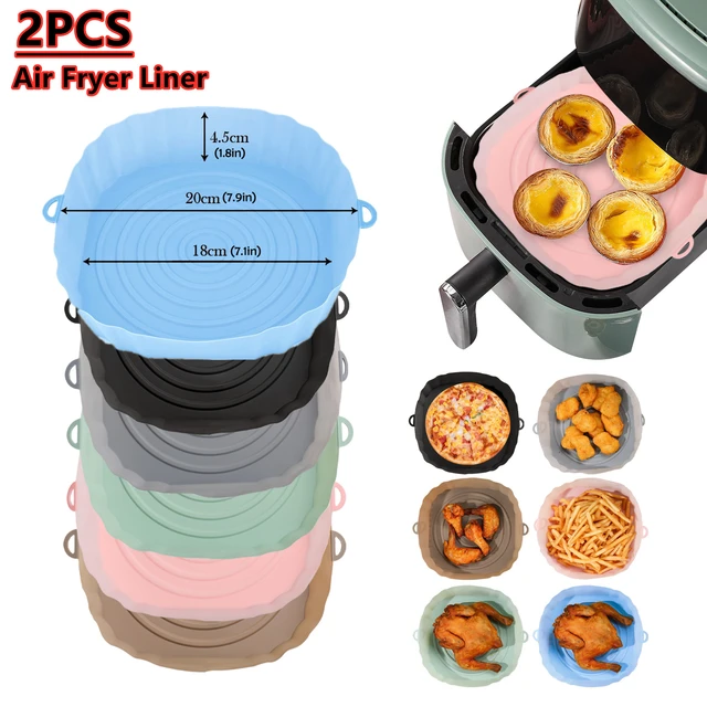 Cesta de silicona para freidora de aire de 2 piezas, molde de silicona para  horno, bandeja para hornear Pizza, cesta de pollo frito, sartén  reutilizable, accesorios de revestimiento - AliExpress