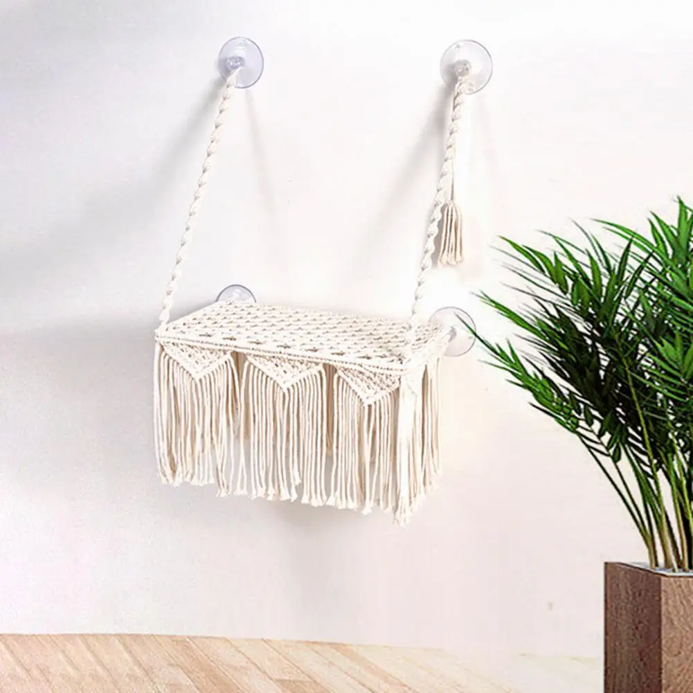 

Hanging Cat Bed Cat Bed with Suction Cups Bohemian Cat Hammocks Comfortable Stable Window Seats with Strong Load for Lazing