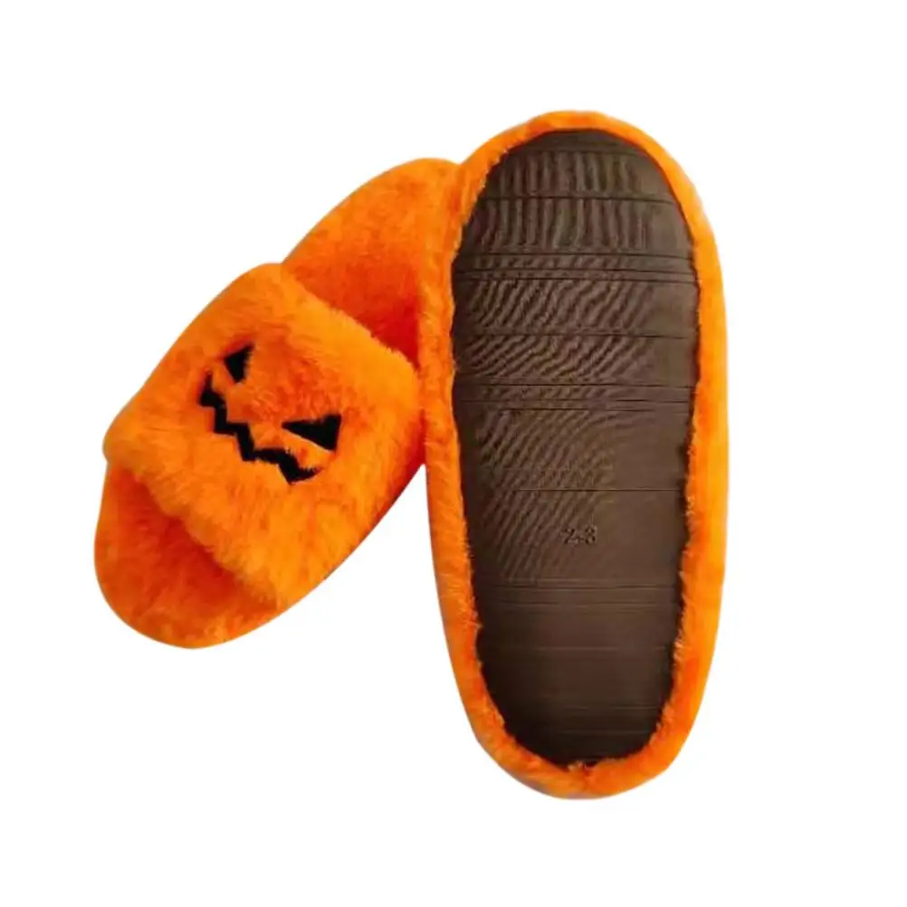 1pair Winter Pumpkin Shoes Funny House Slippers Open Mouth Shoes Carpet Slippers - AliExpress