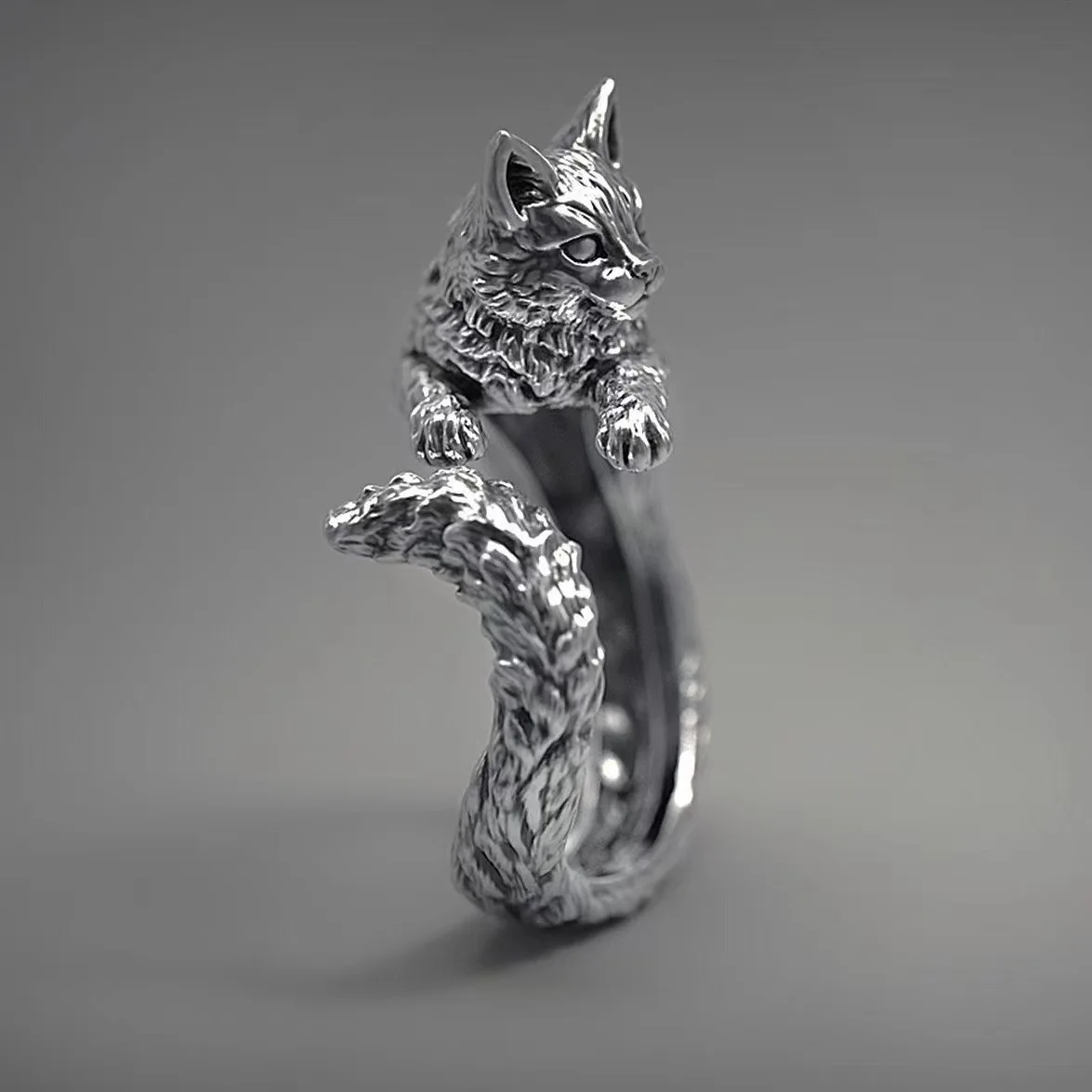 Ring Vintage Alloy Cartoon Kitten Open Ring For Men And Women Personality Stylish Simple Crafts