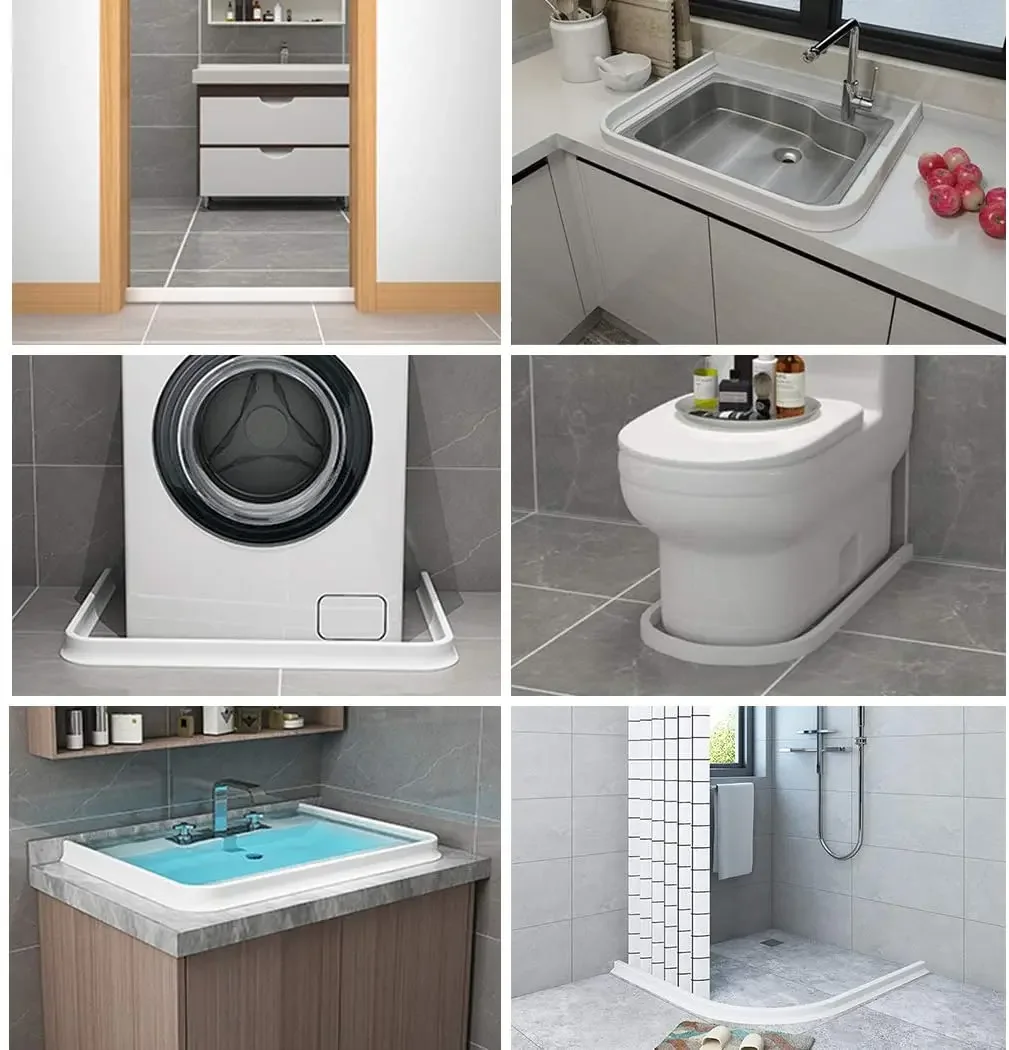 Bathroom water stopper 50mm Height Silicone Bathroom Water Stopper Blocker Shower Dam Dry And Wet Separation Flood Barrier Door Bottom Sealing Strip