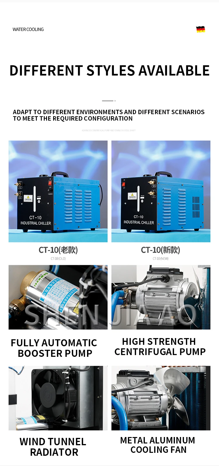 CT-10L Portable Industrial Water Chiller 10L Low-db High Lift Pump Cooler TIG We