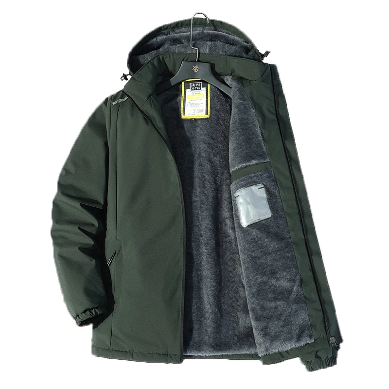 New Men Winter Fleece Warm Detachable Hood Parkas For Men Autumn Casual Windproof Coldproof Outdoors Parkas Male Plus Size 5XL