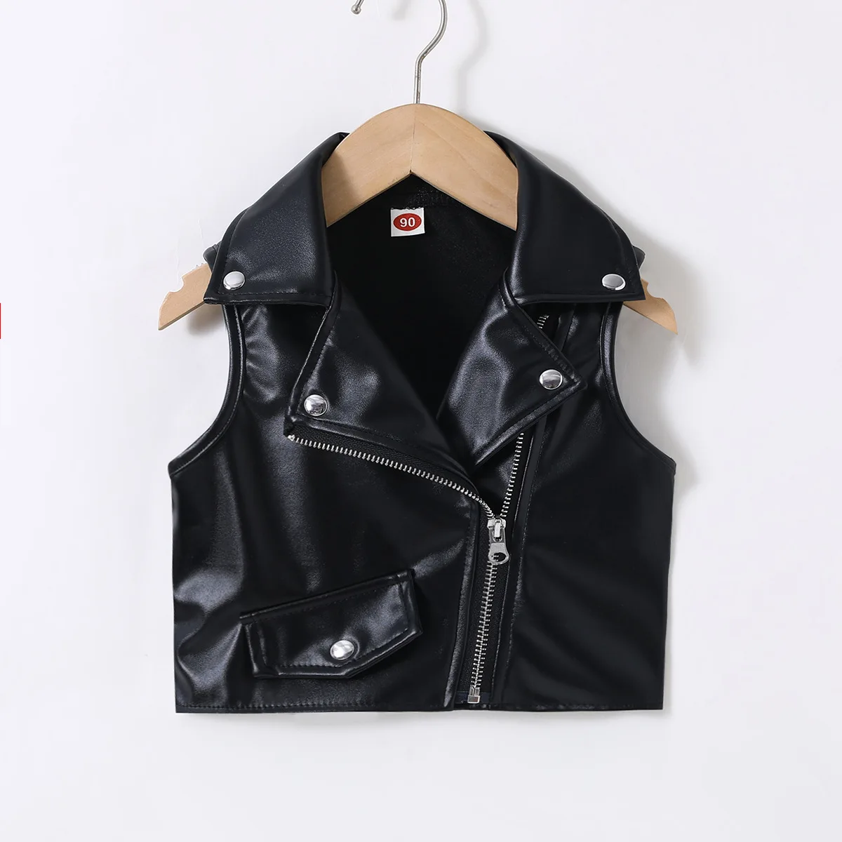 RAISE YOUNG 봄 가을 키즈 PU 가죽 조끼 2-6세 남아 여아 얇은 조..